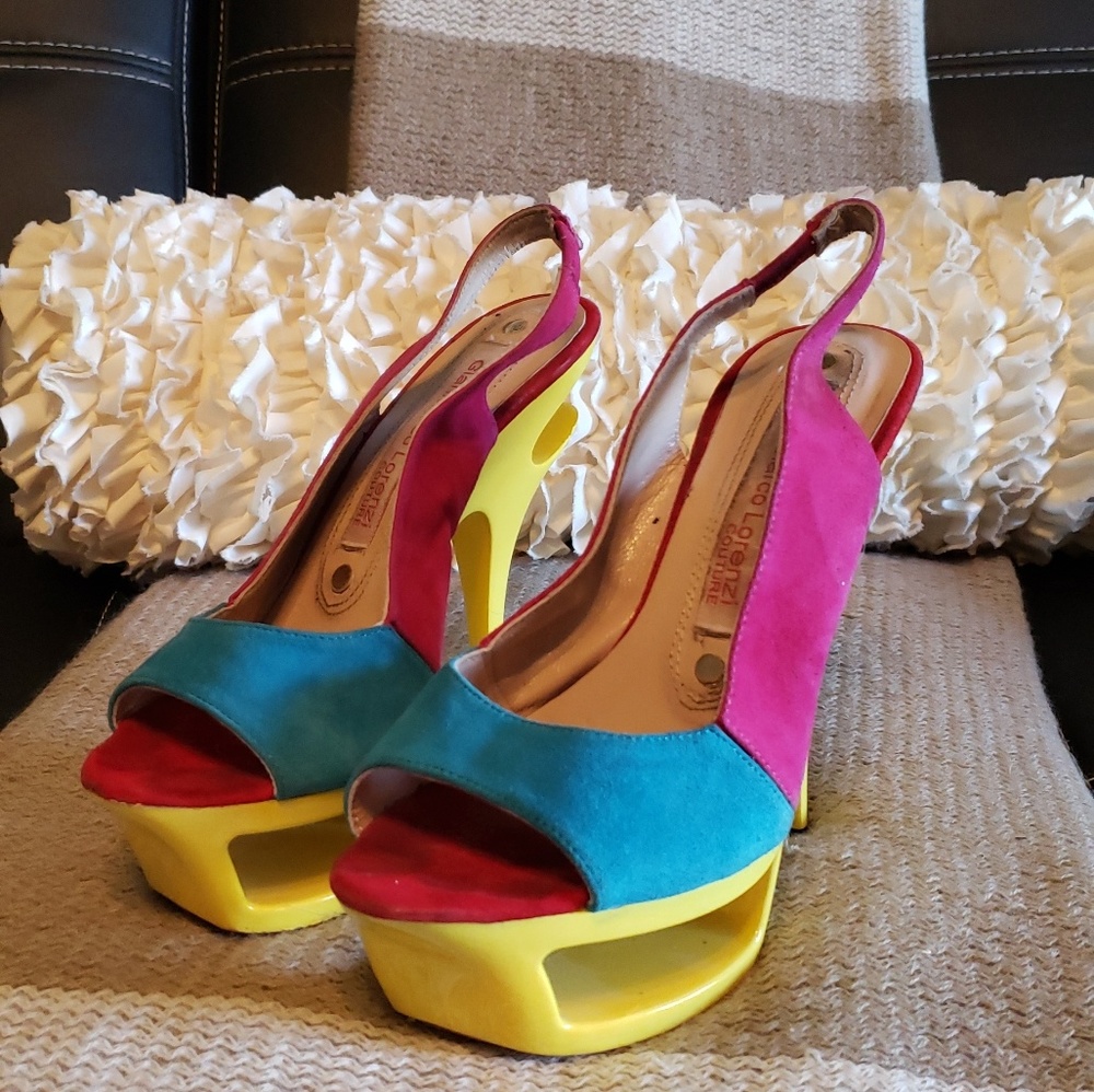 Gianmarco Lorenzi Multicolor Slingback heels
